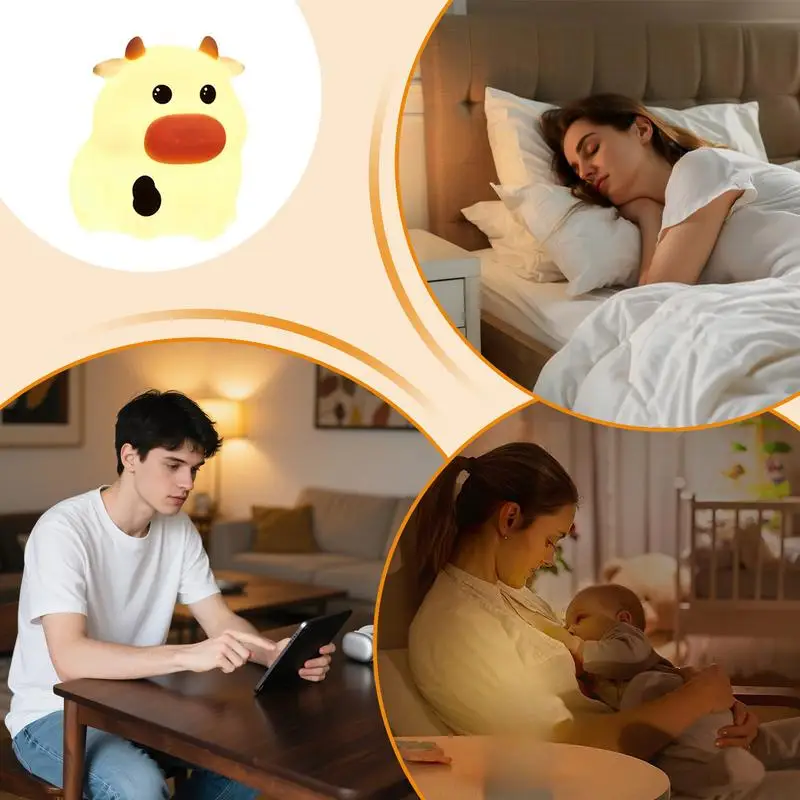 ضوء الليل للأطفال البقرة لمبة مكتب مع الموقت المحمولة التحكم في الصنبور 3 مستوى ضوء عكس الضوء للمنزل غرفة اللعب النوم غرفة نوم السفر