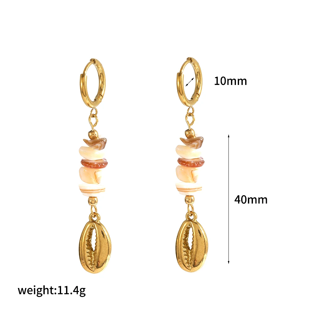 Trendige Ohrringe aus Edelstahl mit natürlichen, unregelmäßig geformten Steinen, ideal für den Sommer, rostfrei, als Schmuck für den täglichen Gebrauch. – Detail 9