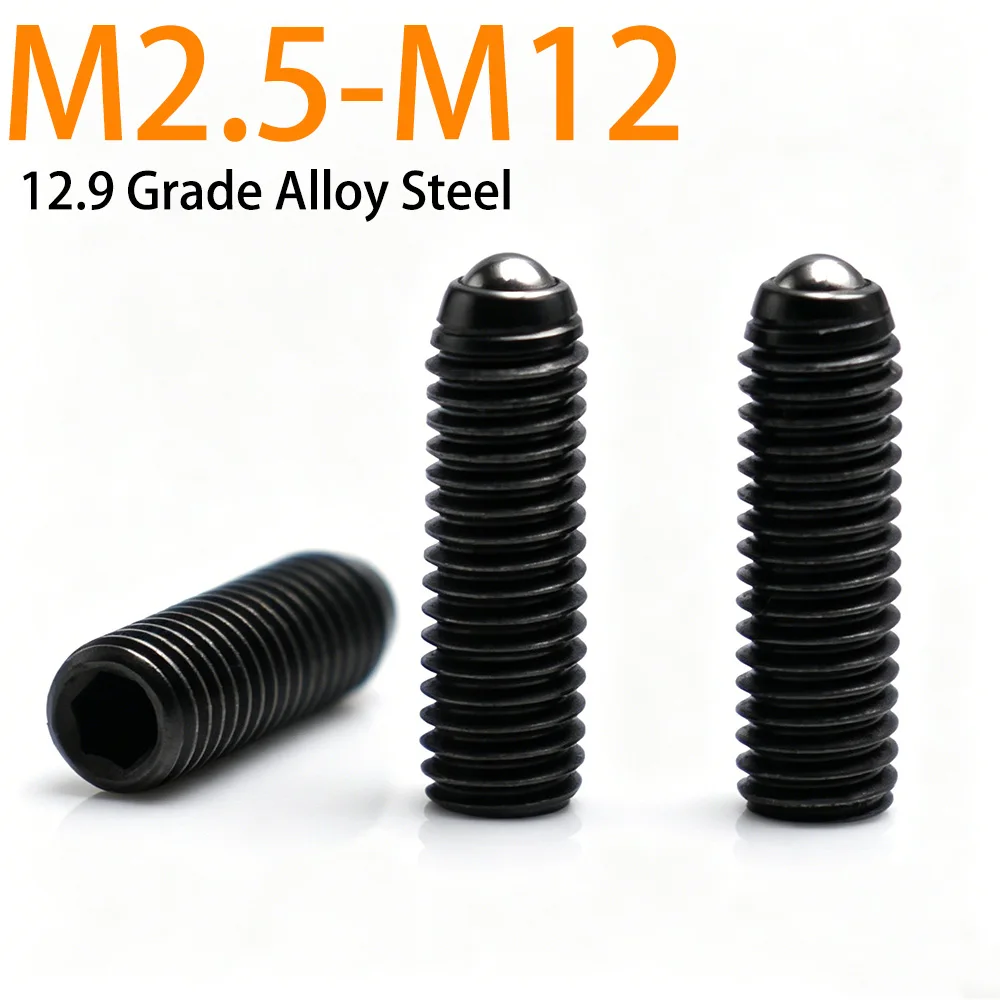 2-10pcs 12.9 Grade Ball Plunger Hex Socket Set Screw Spring Positioning Ball Grub Screws M2.5-m12