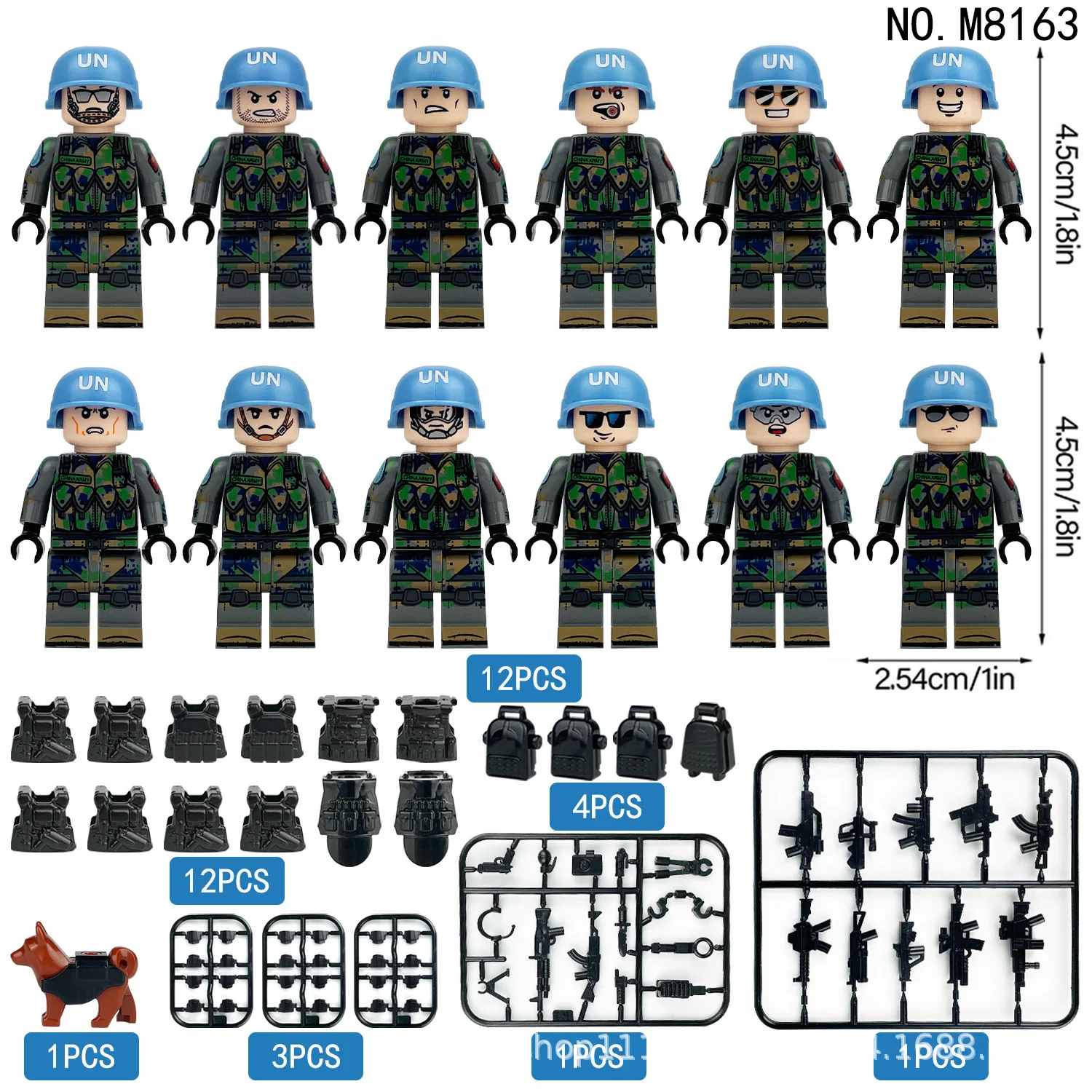 12pcs Building blocks, figures, special police anti-terrorism cheetah commandos, humanoid dolls, children's toys, birthday gift image 3