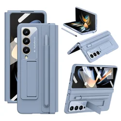 Case For Samsung Z Fold 6 Leather Folding Hinge Phone Case For Samsung Z Fold 5 Case With Pen Slot Film Holder Protective Sleeve