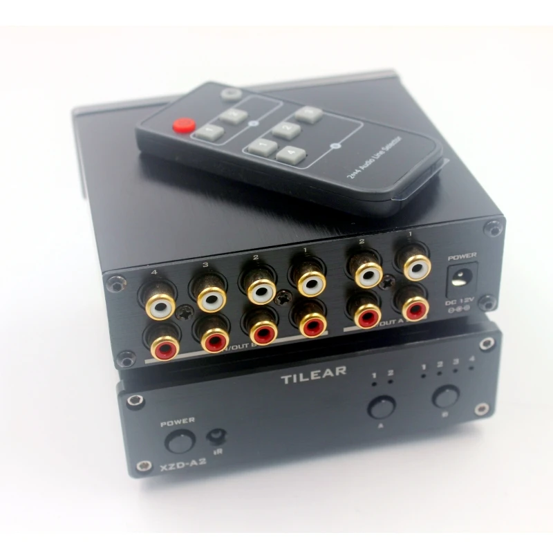 A2 HIFI Lossless 2 Input 4 Output RCA Audio Distributor Signal Selector Source Switcher Tone Volume For Stereo Amplifier Board