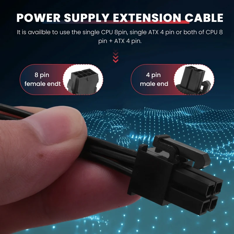 Cpu 8 Pin Vrouwelijk Naar Cpu 8 Pin Atx 4 Pin Mannelijke Voeding Converter Adapter Verlengkabel Voor Moederbord (20Cm)