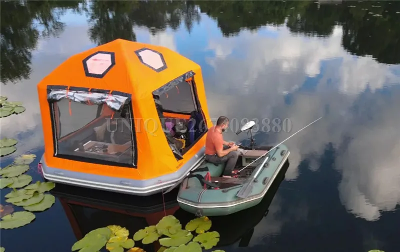 Inflatable Floating Water Raft Tent, Outdoor Camping, Waterproof Fishing Tent, Entertainment, PVC Shoe, Family