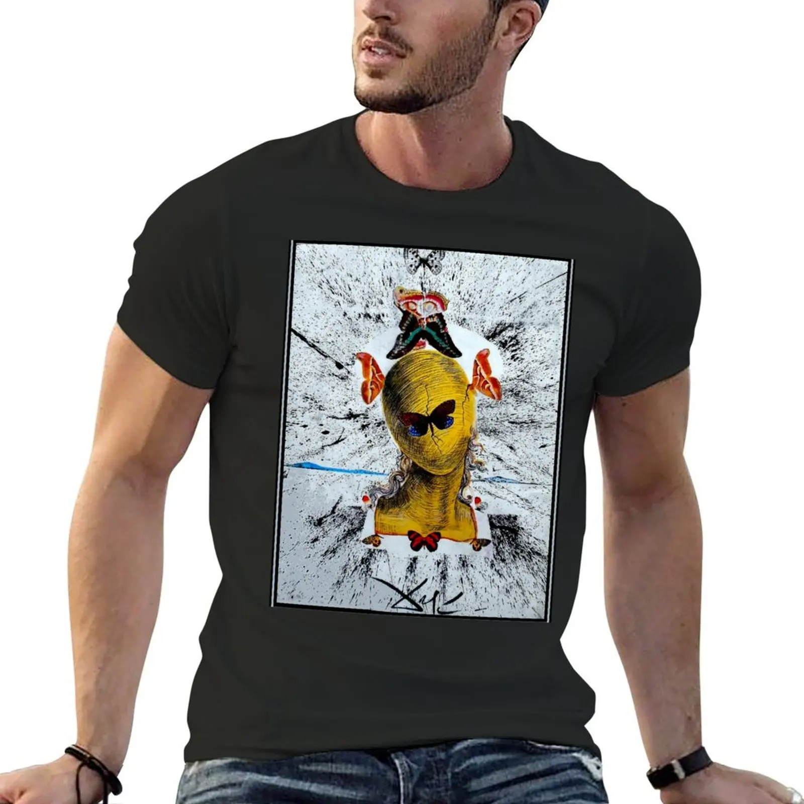 

Vintage Surreal Abstract Mannequin with Butterfies Print T-Shirt anime t shirts anime clothes t shirts for men graphic