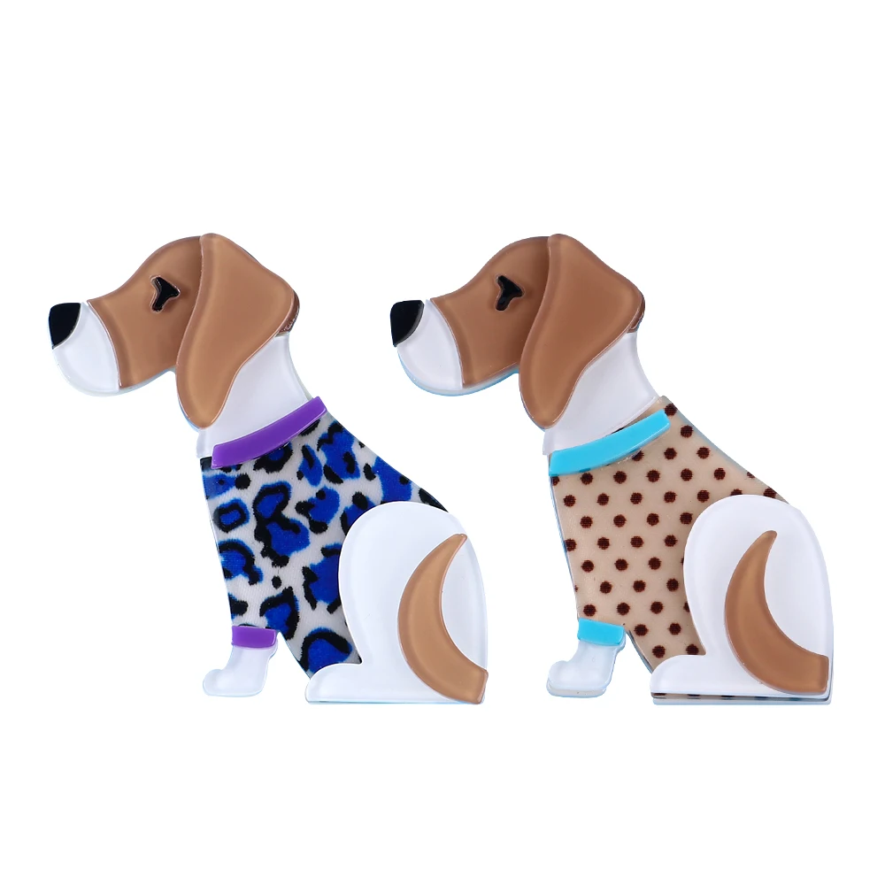 FishSheep Lovely Dog Acrylic Brooches for Women Resin Cute Animal Puppy Brooch Pins Fashion Clothing Accessories Gifts