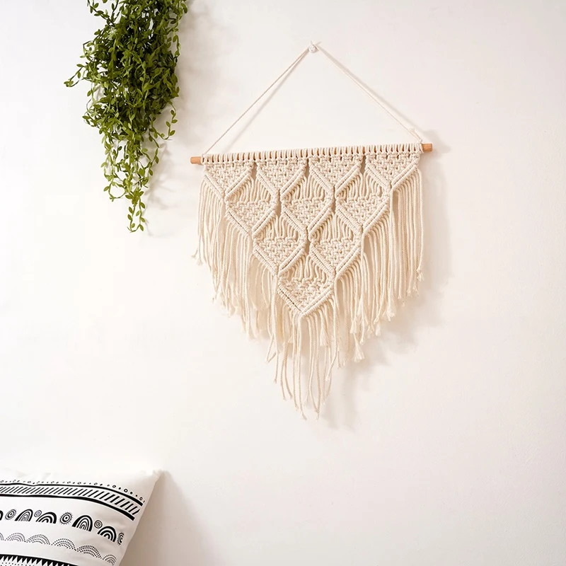 Tapiz de macramé bohemio para colgar en la pared, decoración de arte de pared geométrica hermosa