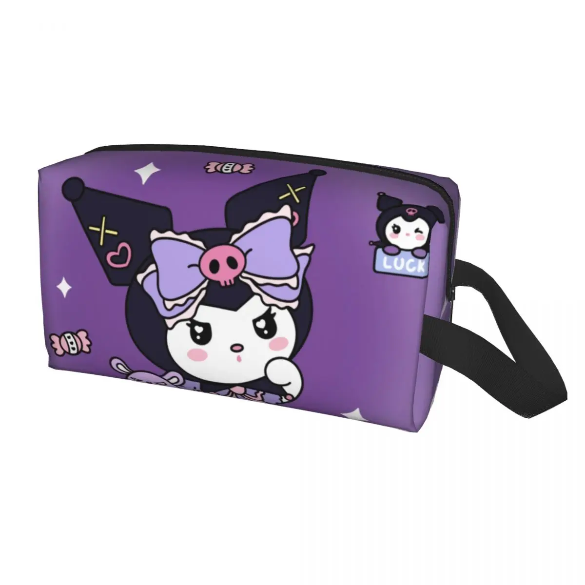 Custom Cartoon Kuromi Skull Travel Cosmetic Bag Women Cute Rabbit Anime Toiletry Makeup Organizer Ladies Beauty Storage Dopp Kit