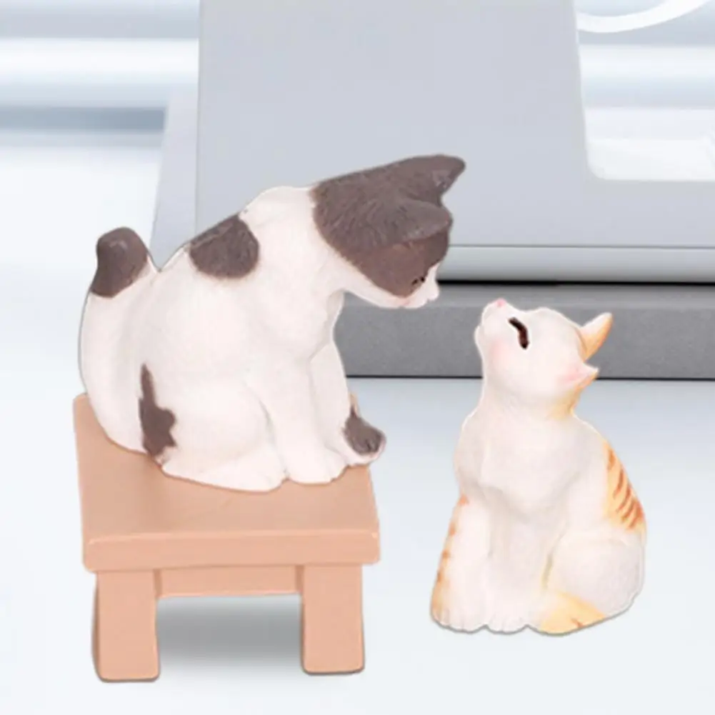 Resincat Decor Mini Cartoon Cat Figurine Set Resin Kitten Statues for Home Office Decor Cute Sculptures for Bookshelf Dollhouse