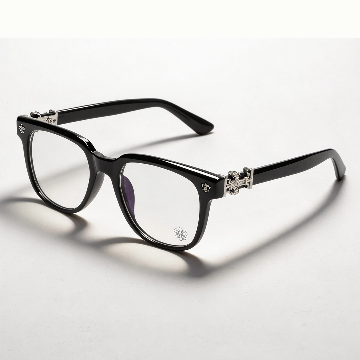 Unisex Eckige Anti-Blaulicht-Brille UV400 Goldfarbenes Kreuzscharnier Schwarzer Rahmen Computer-Ermüdungsschutzbrille