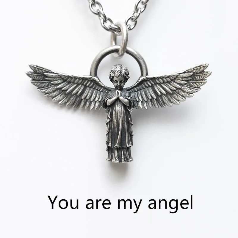 Fashionable Little Boy Angel Pendant Necklace for Men and Women Punk Hip Hop Trendy Casual Party Jewelry Couple Gift