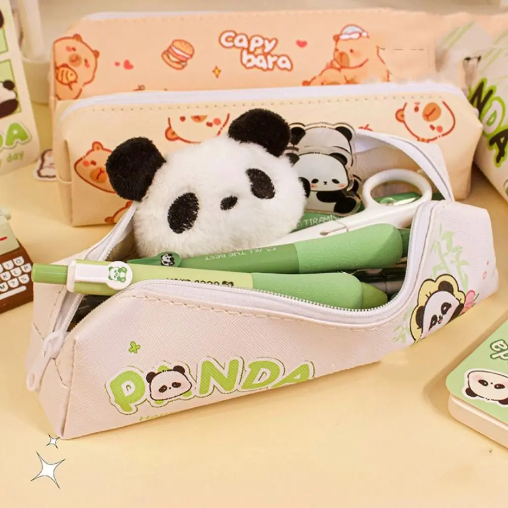 Storage Pouch Kawaii Capybara Pencil Bag Cute Design Cartoon Stationery Bag Creative Panda Pen Case Student