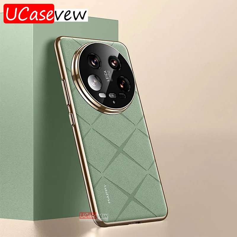 حافظة فاخرة من الجلد العادي + حافظة حماية لعدسة الكاميرا لهاتف Xiaomi Mi 14 Ultra Redmi K70 Ultra K70 Pro غطاء صلب نحيف جيد الملمس