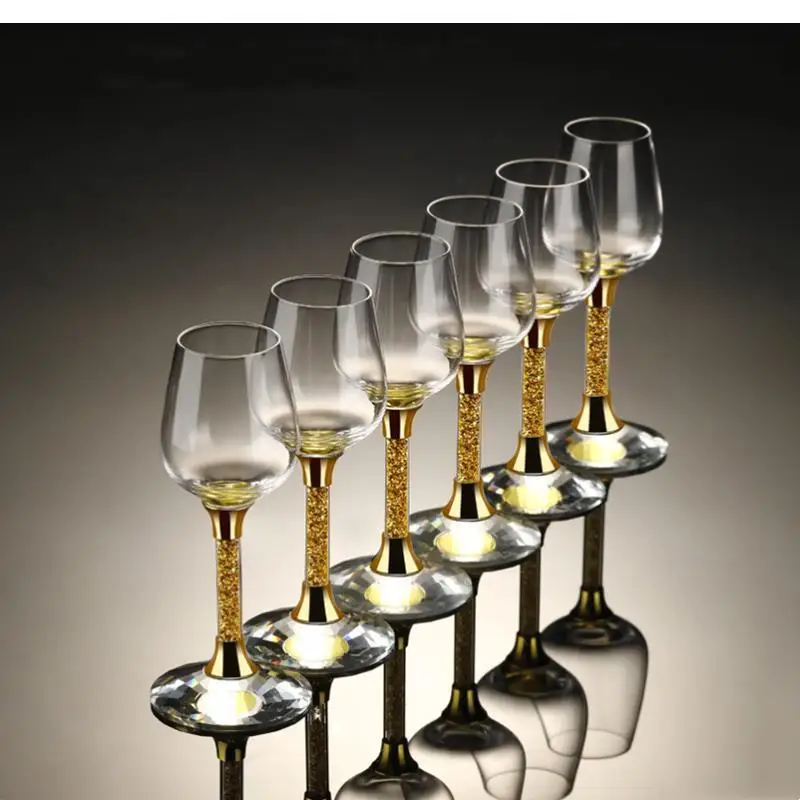 wine set，High Foot Shape shot glass White Cup Game with Wooden Frame, Crystal Game, decanter, for Drinking