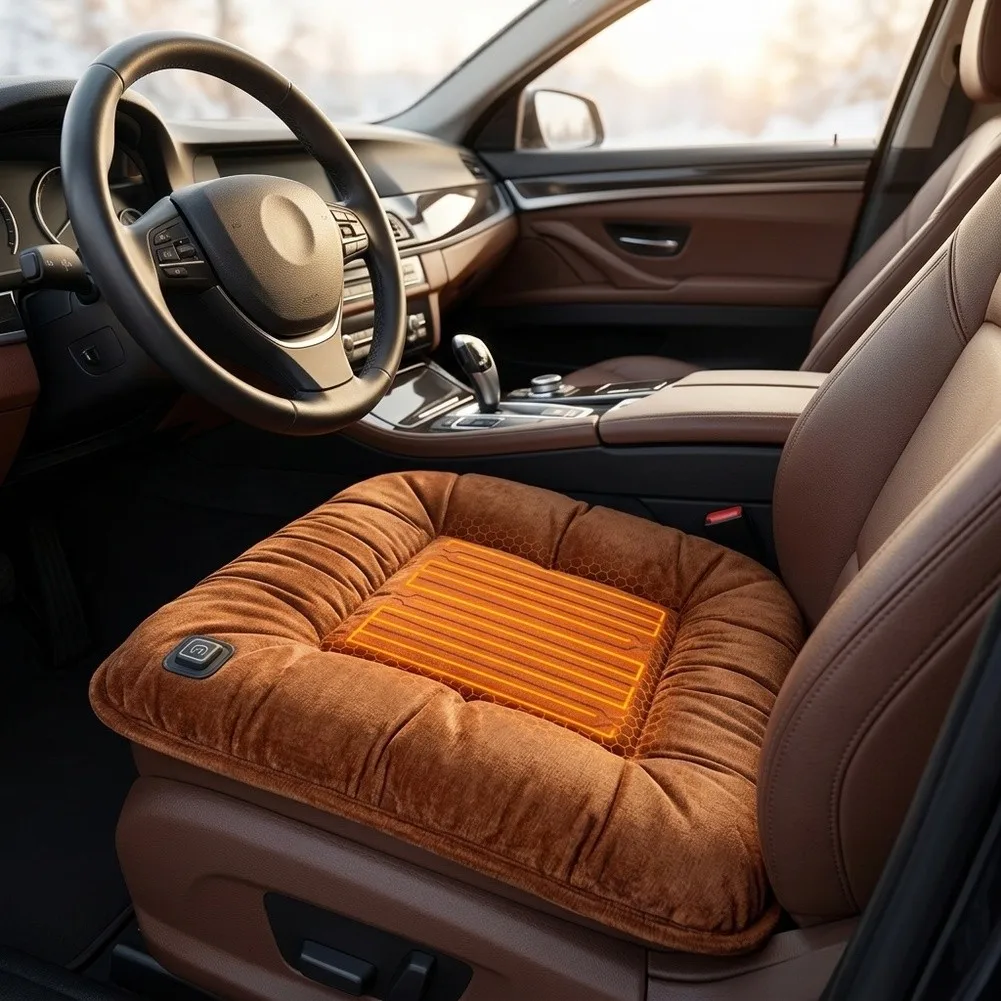 1pcs Fast= Heat Graphene Heating Mat For Car= Seats 12V Electric Warmer Waterproof Comfortable Interior Accessory 46x46cm