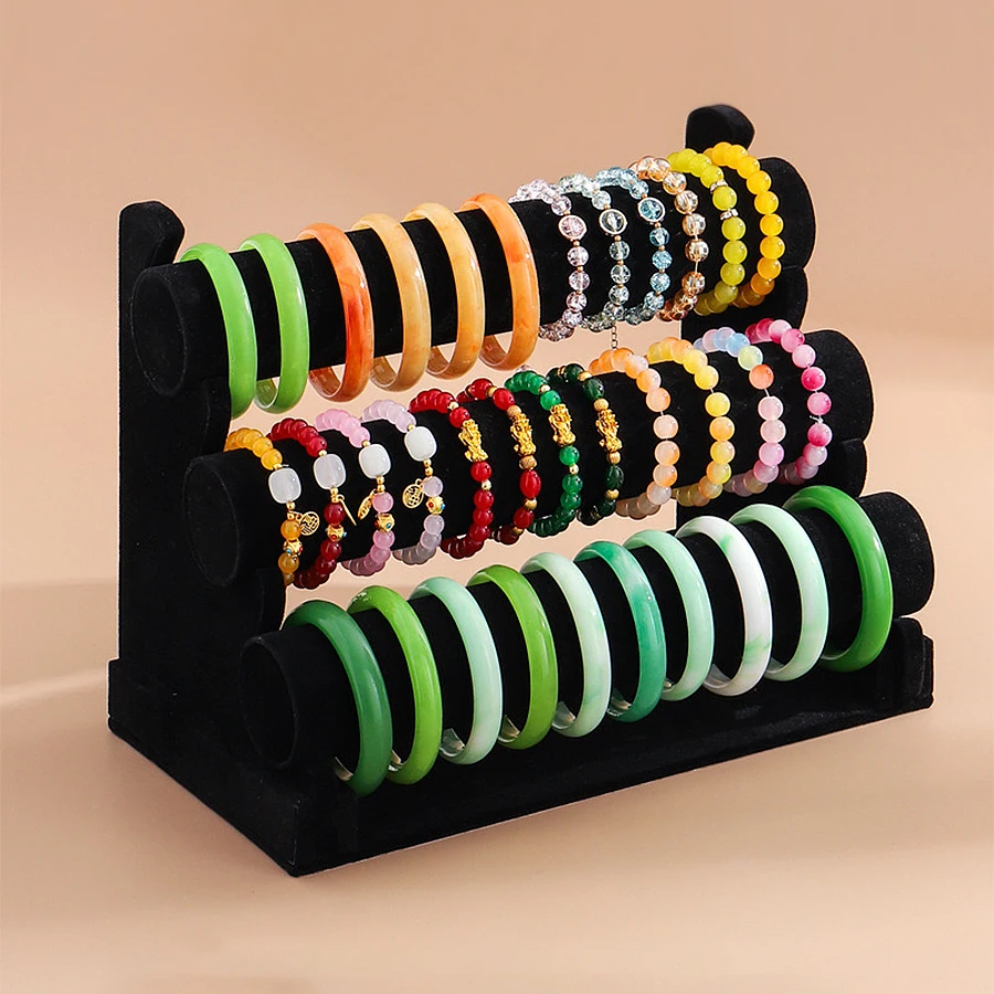 three-layer flannelette bracelet display stand, suitable for a variety of scenes of bracelet storage and display