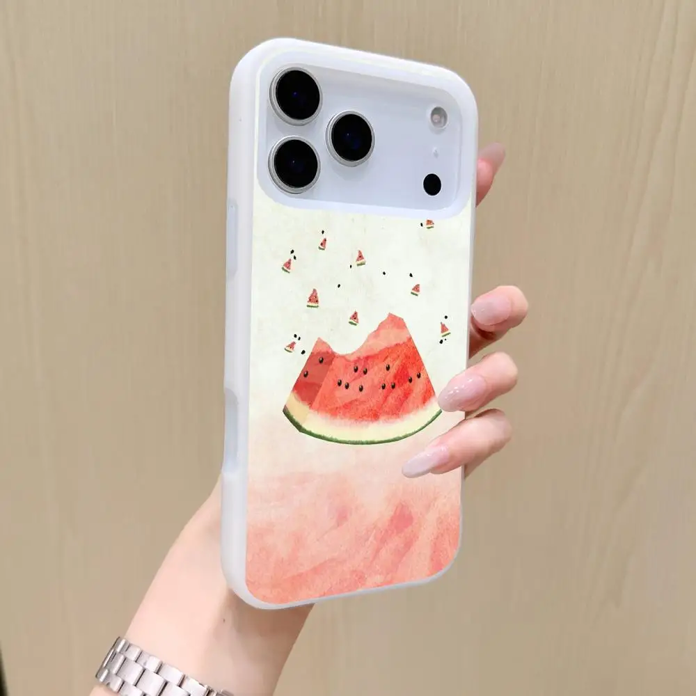 

w-watermelon Phone Case Magnetic MagSafe Case for iPhone 17/16/15/14 Pro Max Clear Soft TPU Shockproof Slim Cover 2-in-1