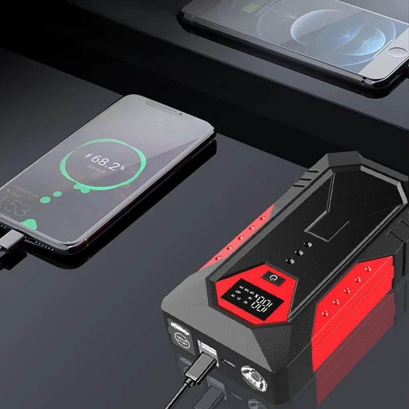 12V 6000mAh Portable Car Jump Starter Power Bank Petrol Diesel Car Emergency Booster Starting Device for Motorcycles, Auto