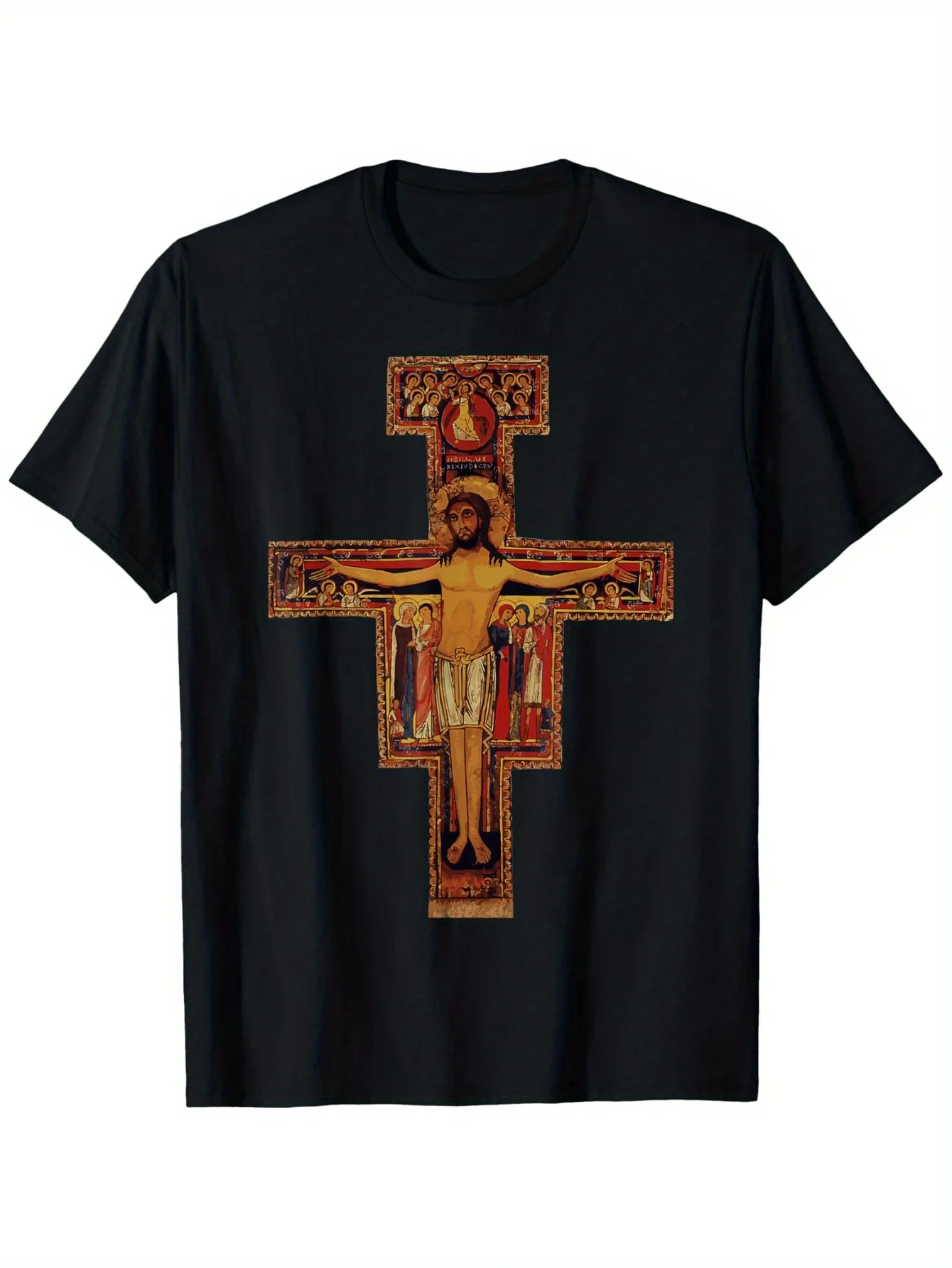 

[Religious T-Shirt] Modern Catholic Francis of Assisi San Damiano Cross T-Shirt | Unisex Adult, Short Sleeve