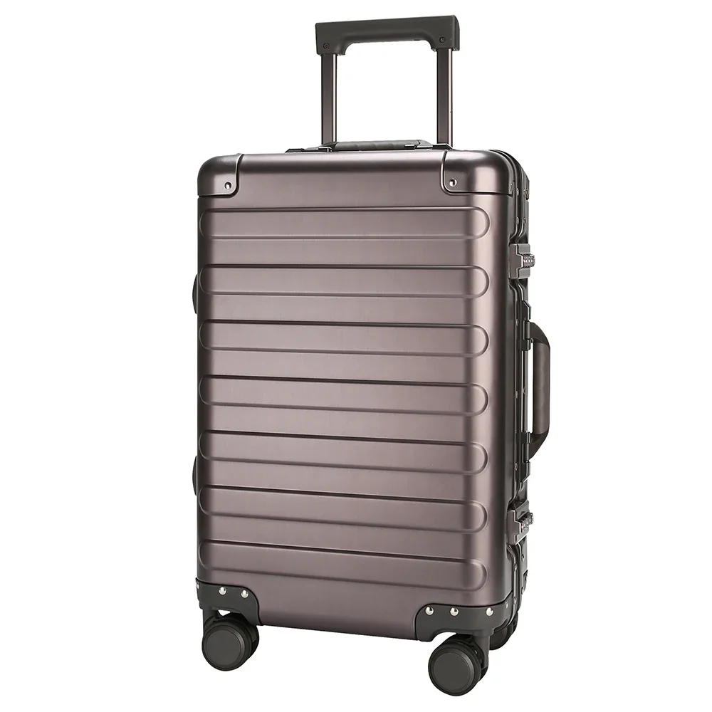 vintage grey aluminum frame suitcase 360 Degree Universal Wheels Firm Hard shell travel carry-on cabin trunk luggage sets