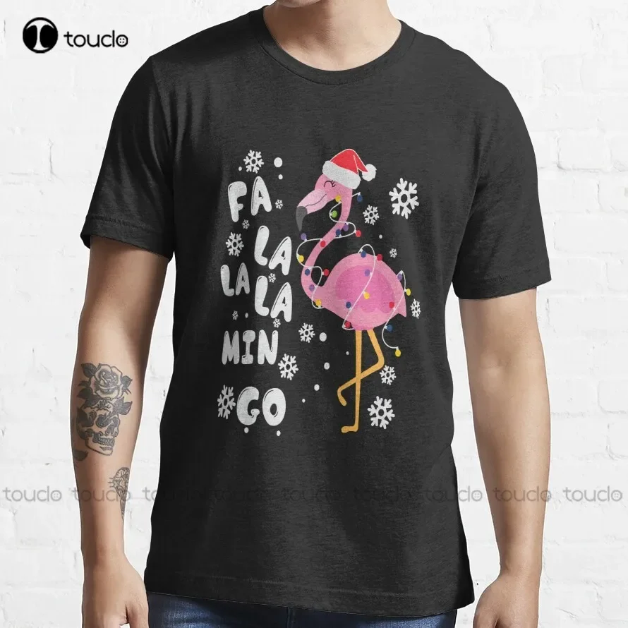 Fa Lalala Mingo Flamingo لعيد الميلاد عيد الميلاد تي شيرت قمصان حمراء للنساء مخصص الكبار في سن المراهقة للجنسين الطباعة الرقمية تي شيرت