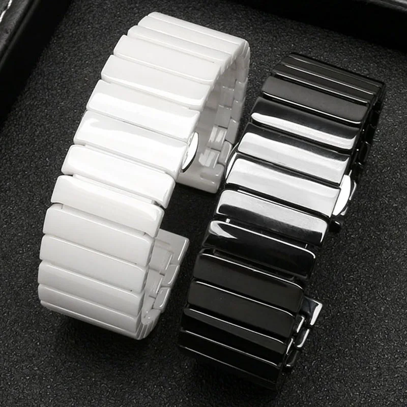 

Ceramic watchband 16 18 20 22 24mm watch bracelet white black strap wristwatches band water resistant 100% Ceramic