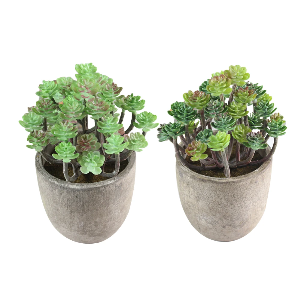 

2 Pcs Artificial Succulent Plants Realistic Mini Decorative Potted Plants Green Succulents Year Round Gift Ideas Small