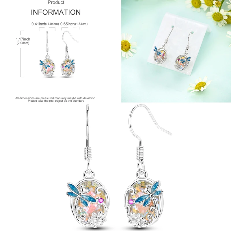 925 Sterling Silber Hängeohrringe Erdbeere Mond Kolibri Kleeblatt Libelle Ozean für Frauen Mädchen Geburtstag Schmuck Geschenk – Detail 16