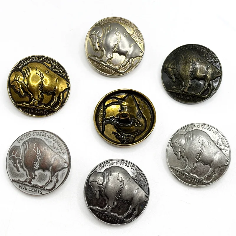 50Pcs/Set Vintage Buffalo Nickel Head Screw Back Concho for Belt Leathercraft Saddle Handbag Luggage Bag Hardware Decor
