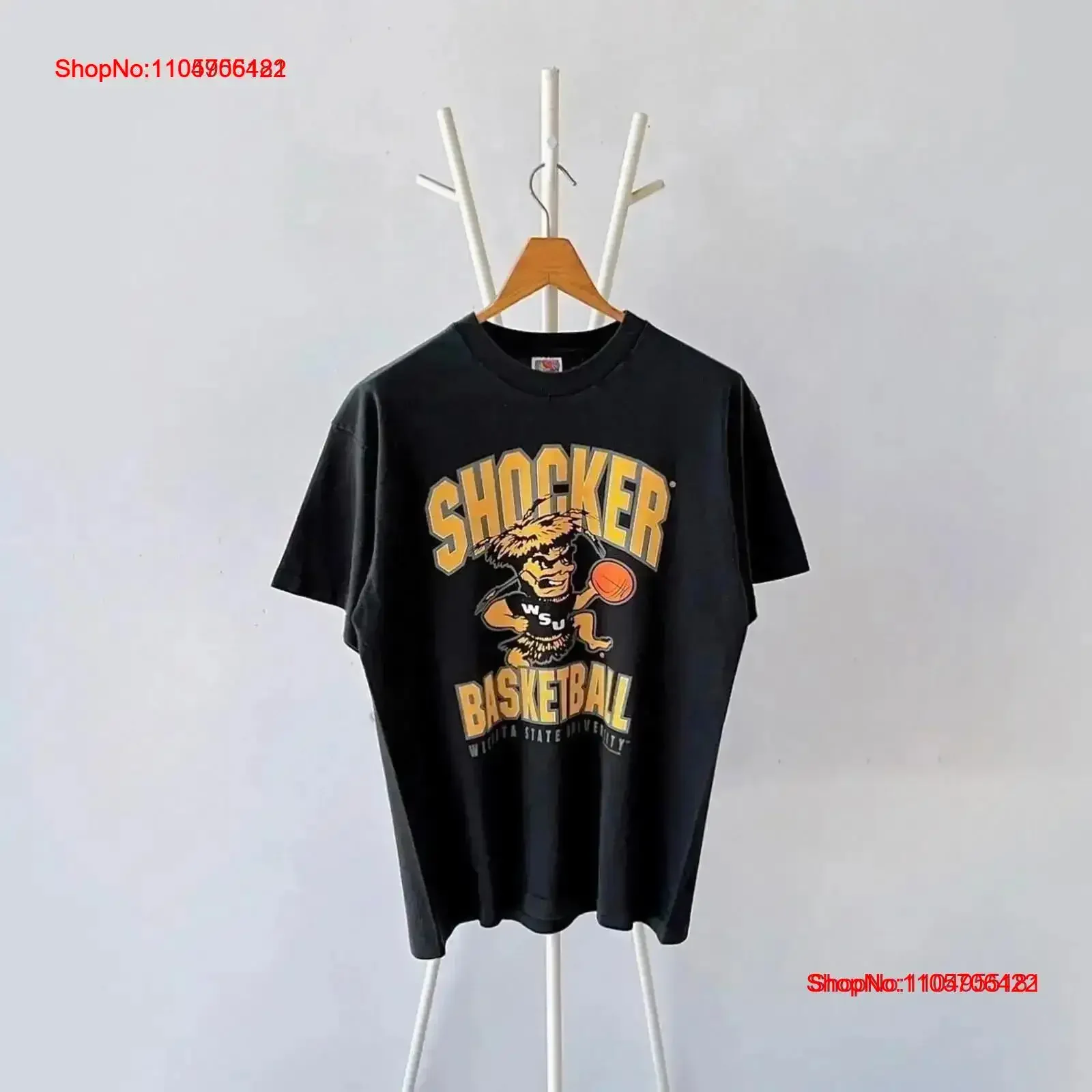 90s Wichita State Shockers WSU basketball T Shirt L vintage Washed Stretched streetwear Casual Breathable fashion vintage