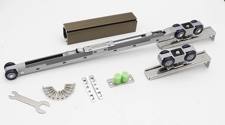 Wooden door crawler roller soft closing system, hanging wheel sliding door buffer damper pulley