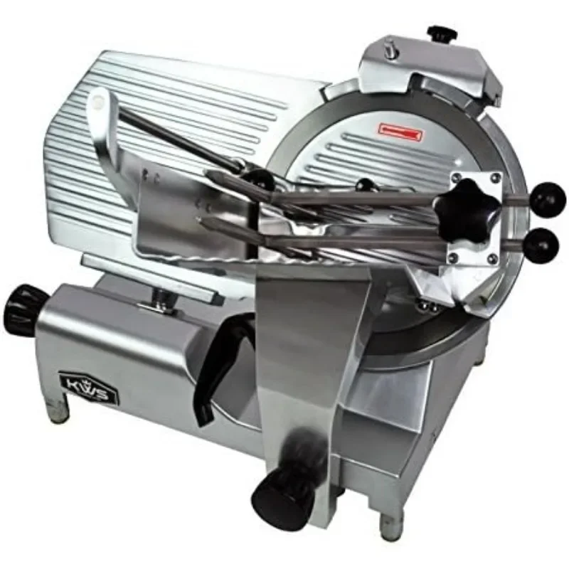 KWS MS-12HP Premium 450w Electric Meat Slicer 12-Inch Stainless Blade With Commercial Grade Carriage, Frozen Meat/Cheese/Food