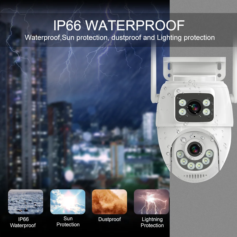 Tuya 8mp hd wifi câmera ptz ao ar livre lente dupla tela dupla ai rastreamento automático câmera ip suporte cor função de visão noturna cctv