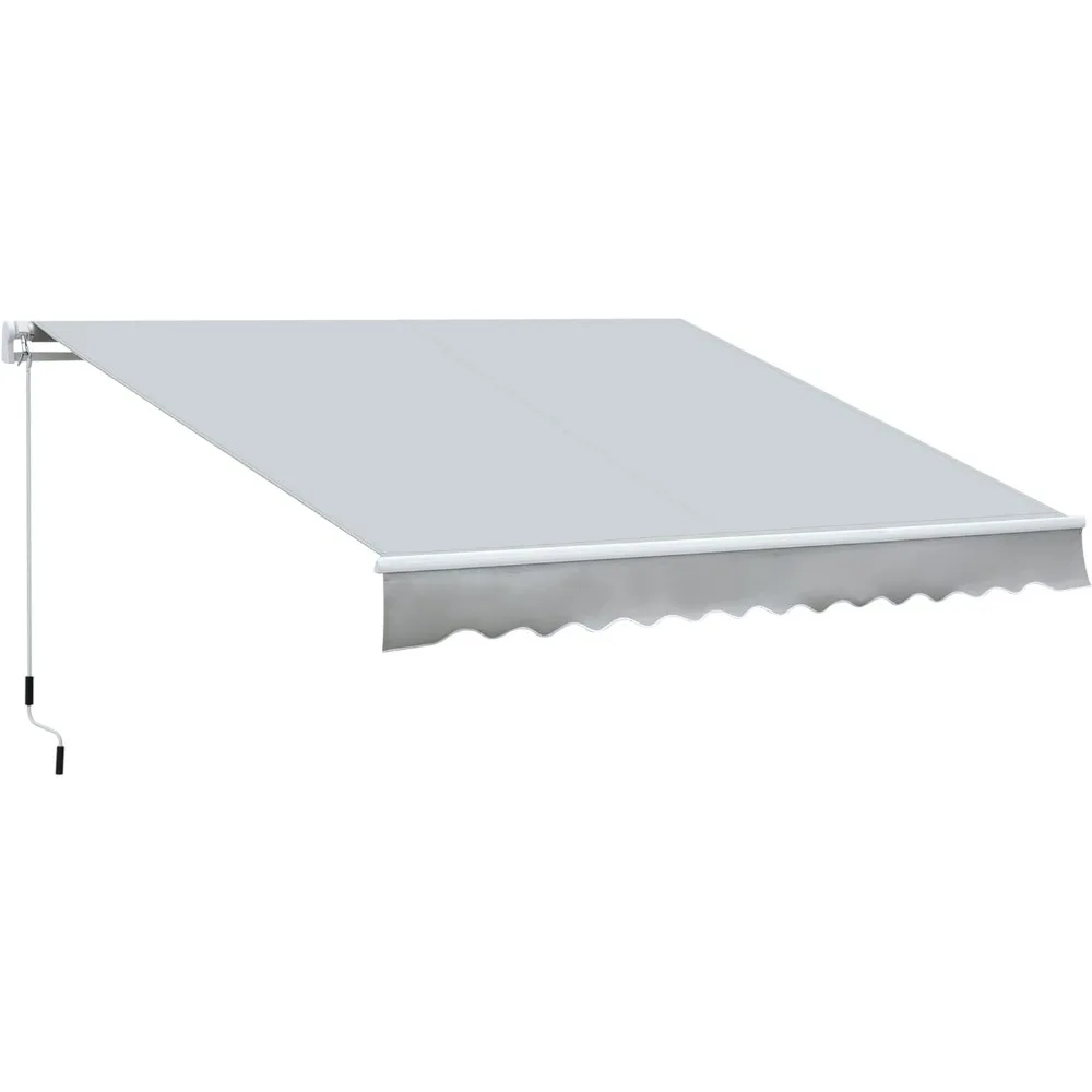 

12' x 8' Retractable Awning Patio Awnings Sun Shade Shelter with Manual Crank Handle, 280g/m² UV & Water-Resistant