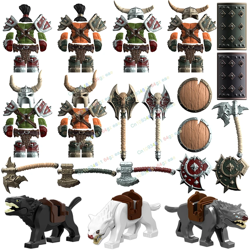 

Знаменитая серия игр, доспехи, солдаты, Орк, бычий рог, прическа, аксессуары, фигурки, строительный блок, игрушки World of Warcraft DT027