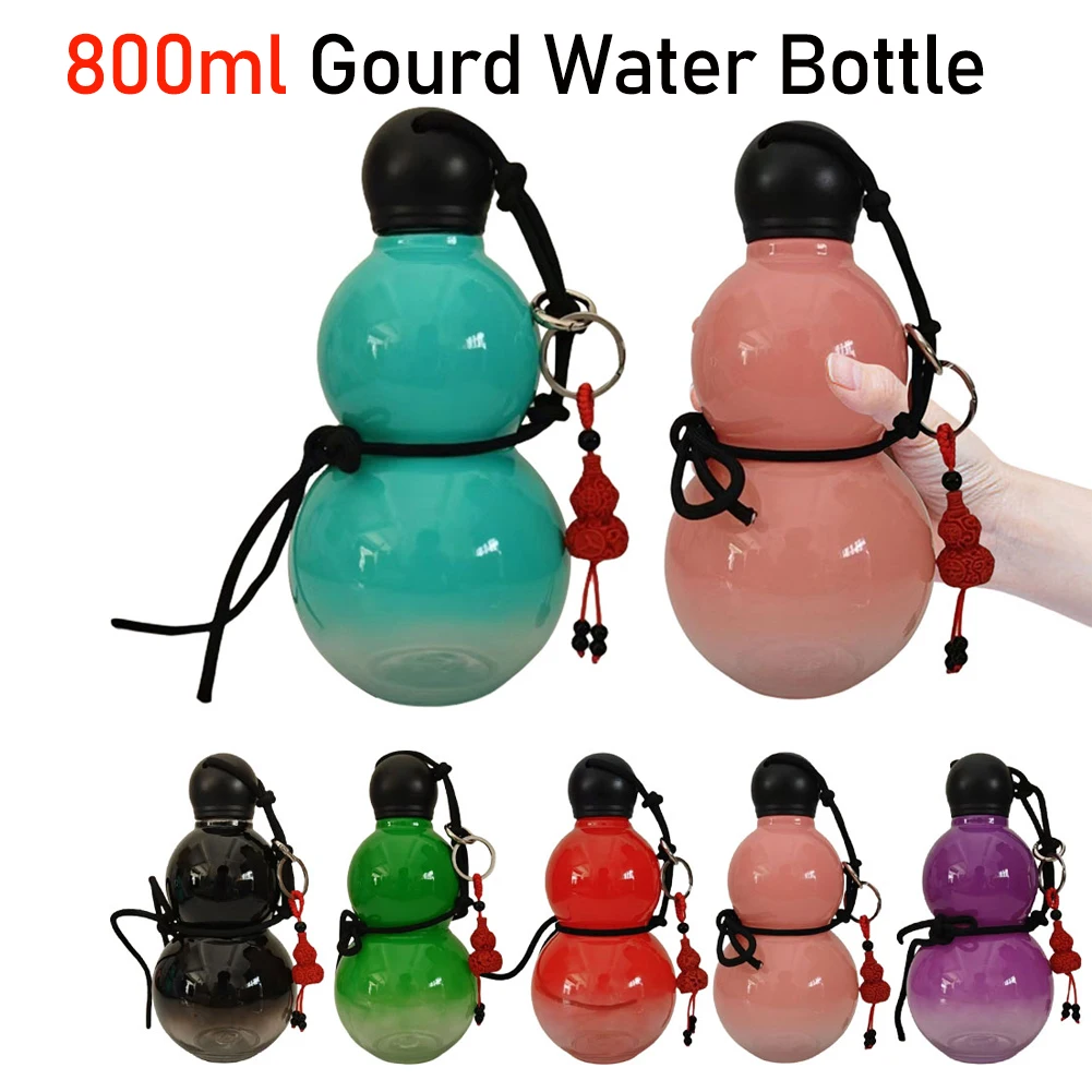 Vintage Chinese Retro-Inspired Gourd Water Bottle 800ML Large Capacity Wine Bottle Sports Water Kettle for Camp Travel Outdoor