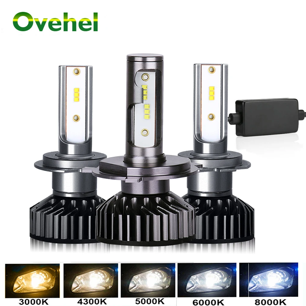 OVEHEL H4 LED H7 Car Headlight Canbus 18000LM ZES Lamp H3 H1 9005 9006 HB4  H11 LED Auto Fog Light Bulb 6000K 12V Car Light