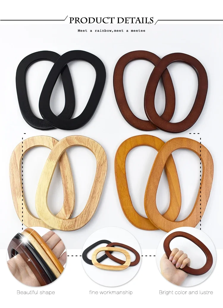 2/4/10Pcs 17cm Oval Wooden Bag Handle Rings for Purse Frame Crochet Handbag DIY Handmade Knitting Sewing Craft Accessories Kit