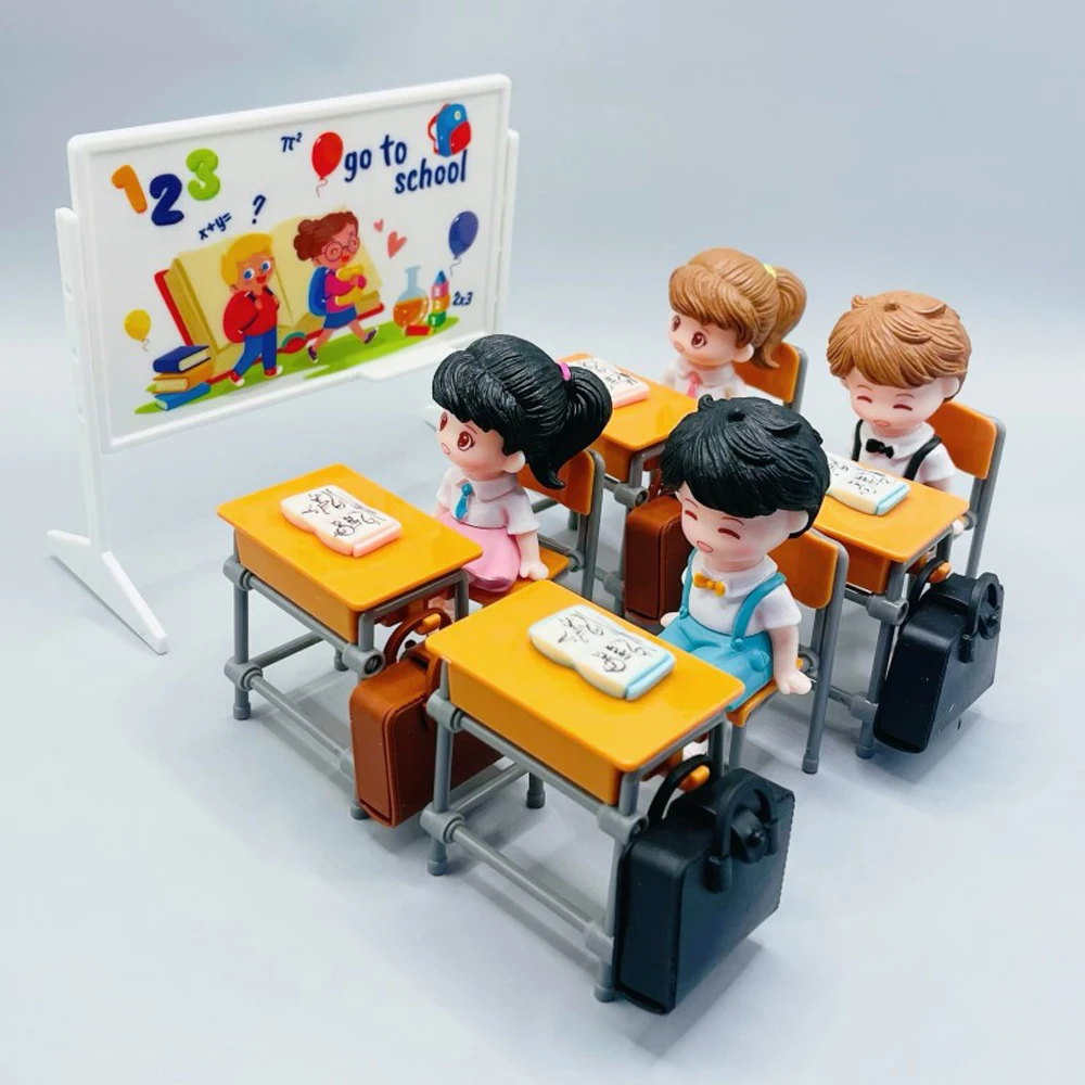 1 ensemble 1:12 maison de poupée miniatures bureaux chaises cartables modèle tableau noir décor de classe jouet maison de poupée accessoires