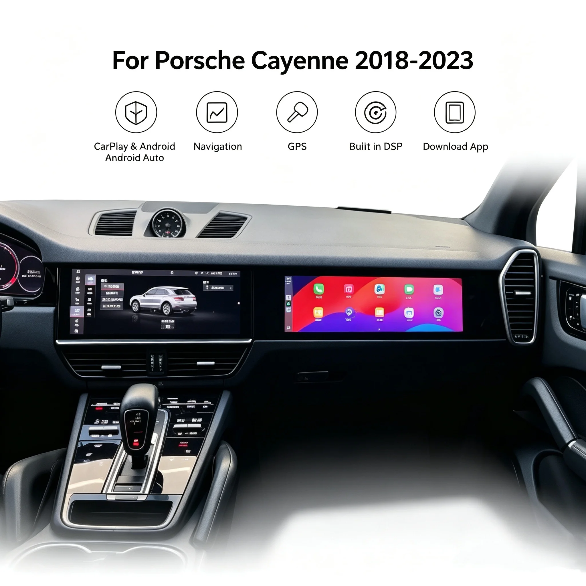 15inch For Porsche Cayenne 2018-2023 Car Co-pilot Smart Screen Android Car Radio Multimedia Player Entertainment System Monitor
