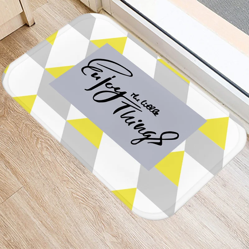 Geometric Yellow Zebra Deer Pattern Bathroom Kitchen Entrance Doormat Coral Fleece Rug  Indoor Floor Mat  Home Decor image 5