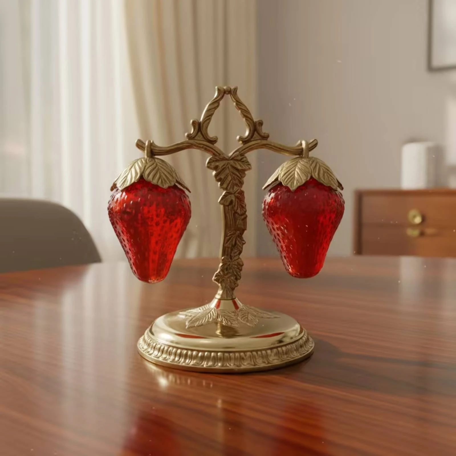 Strawberry Condiment Set Textured Glass Tableware for Collectors, Dining Table, Kitchen Counter