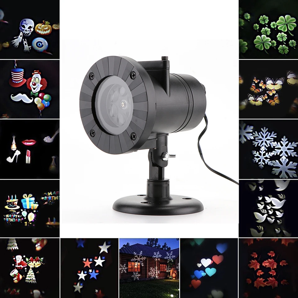 

12 Patterns Christmas Laser Snowflake Projector Lamp Navidad Party LED Disco Lights Home Garden Star Light Indoor Decoration