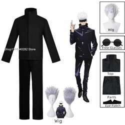 Anime Jujutsu Kaisen Gojo Satoru Cosplay Costume Eye Patch Wigs Glasses Suit Halloween Costumes for Men