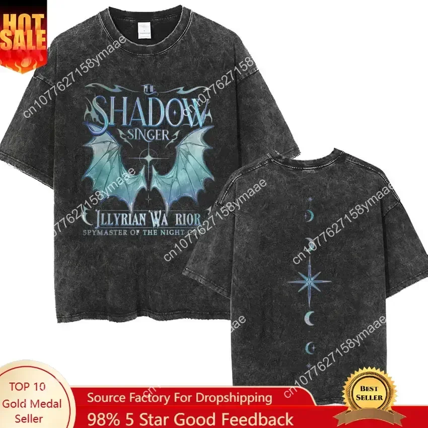 Limited Bat Boys Azriel Vintage Washed T Shirt Shadowsinger Night Court Licensed SJM T-shirt Men Women Aesthetic Oversized Tshir