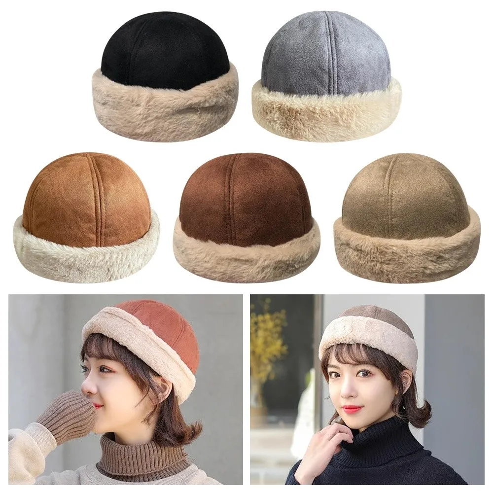 

Cozy Versatile Winter Landlord Hats Retro Warm Melon Hat Thick Lamb Wool Hat Unisex