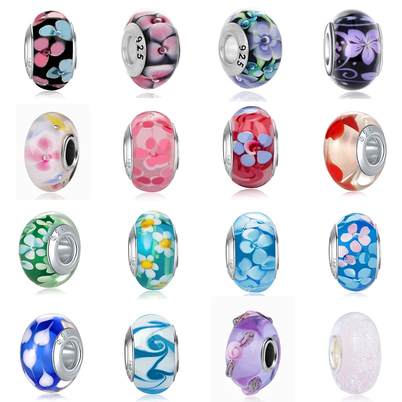 Europeu Colorido Lampwork Glass Bead, Murano Aolly Charme, Fit para Pan Marca Colar, Pulseiras, Bangle, DIY Mulheres, Meninas Jóias, Mais Novo