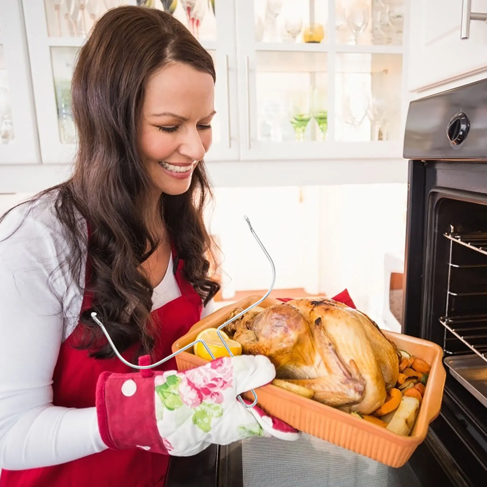 

Anti-Scald Bbq Food Tongs Electric Oven Air Fryer Chicken Roast Fork Multi-Function Kitchen Grill Tools Metal Chicken
