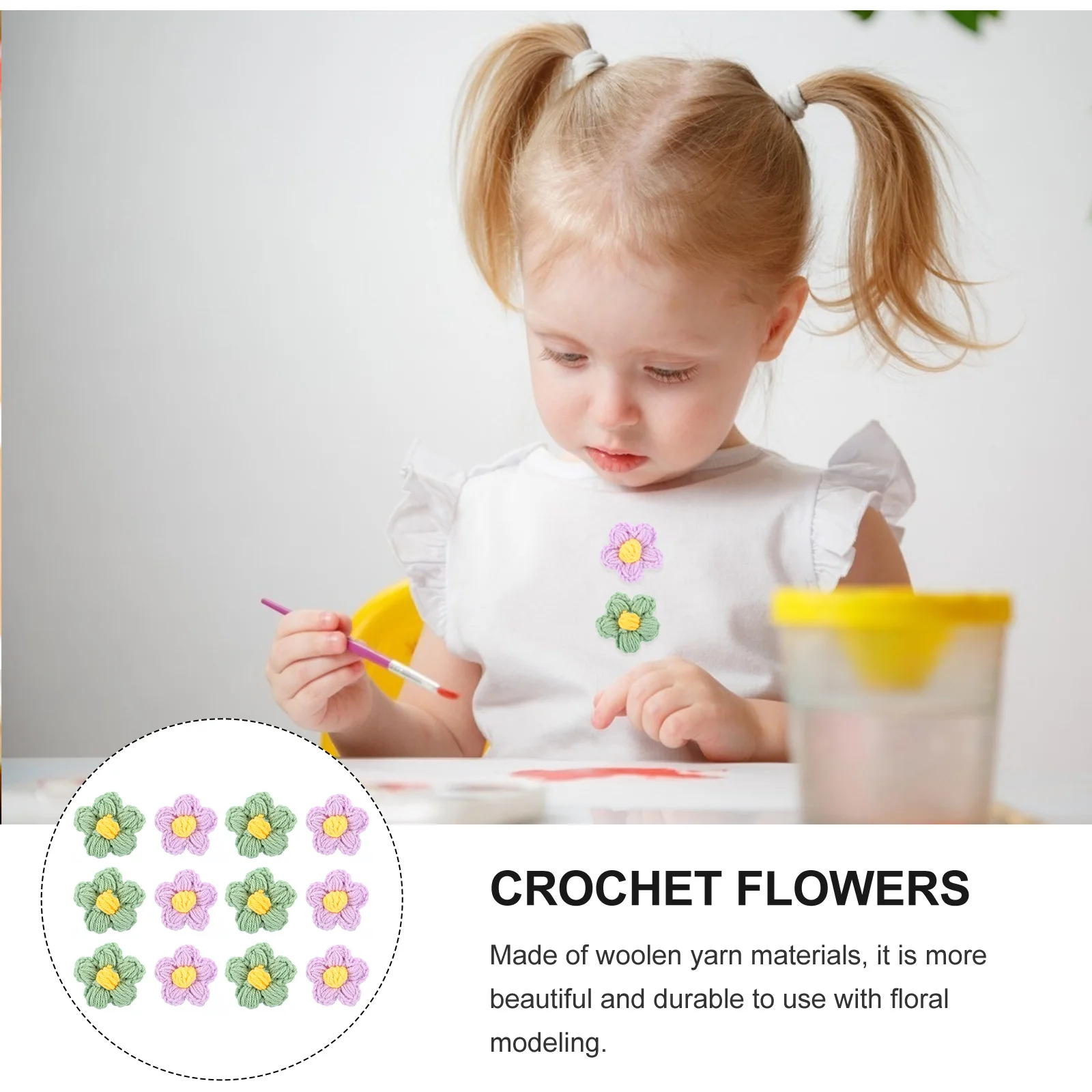 

12pcs Manual Crocheted Flower Ornament Diy Floral Applique For Clothes Sewing Accessories Garment Embellishment Decorative