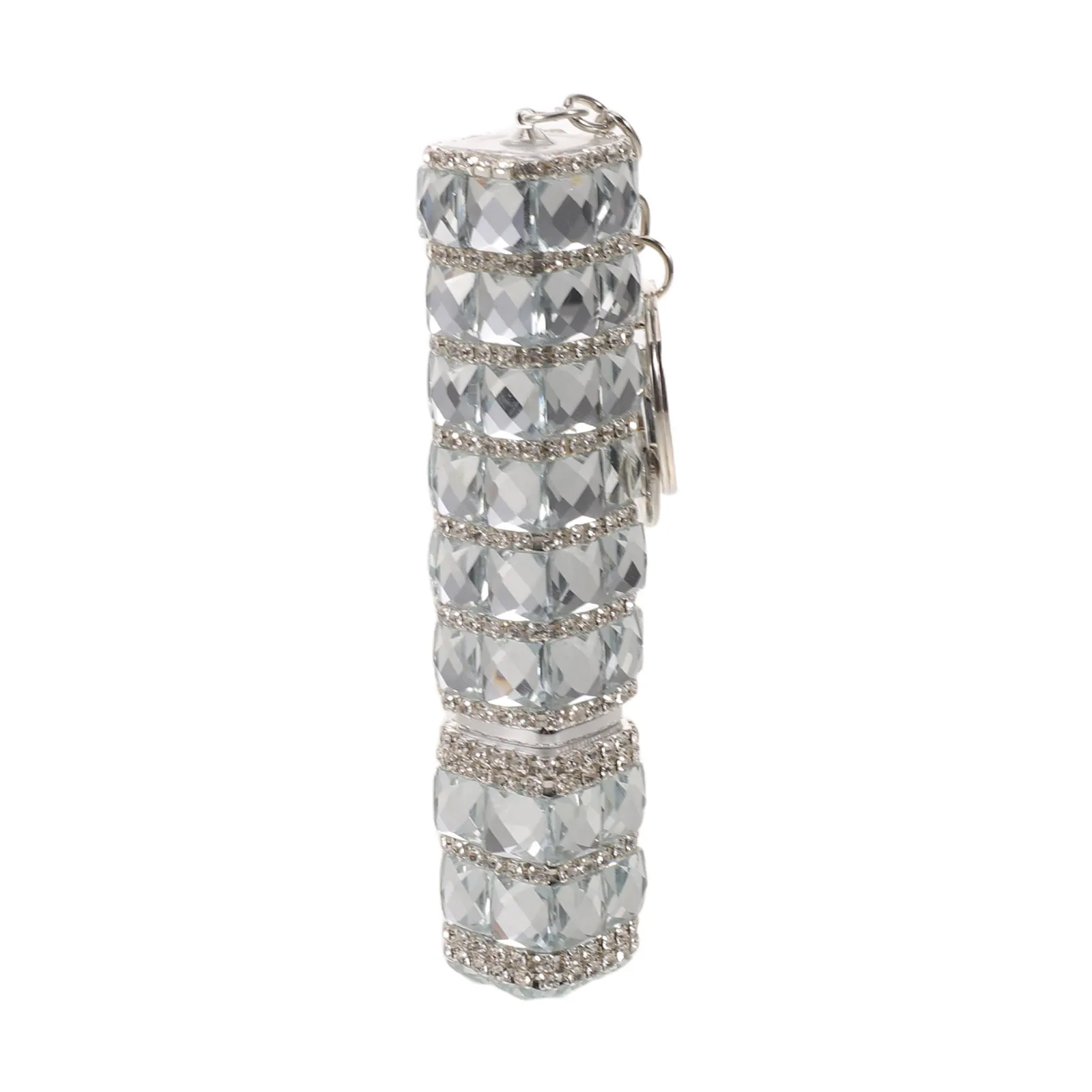 10Ml Glass Rhinestone Perfume Bottle Spray Silver Travel Refillable Portable Fragrance Keychain for Purse Backpack Satchel